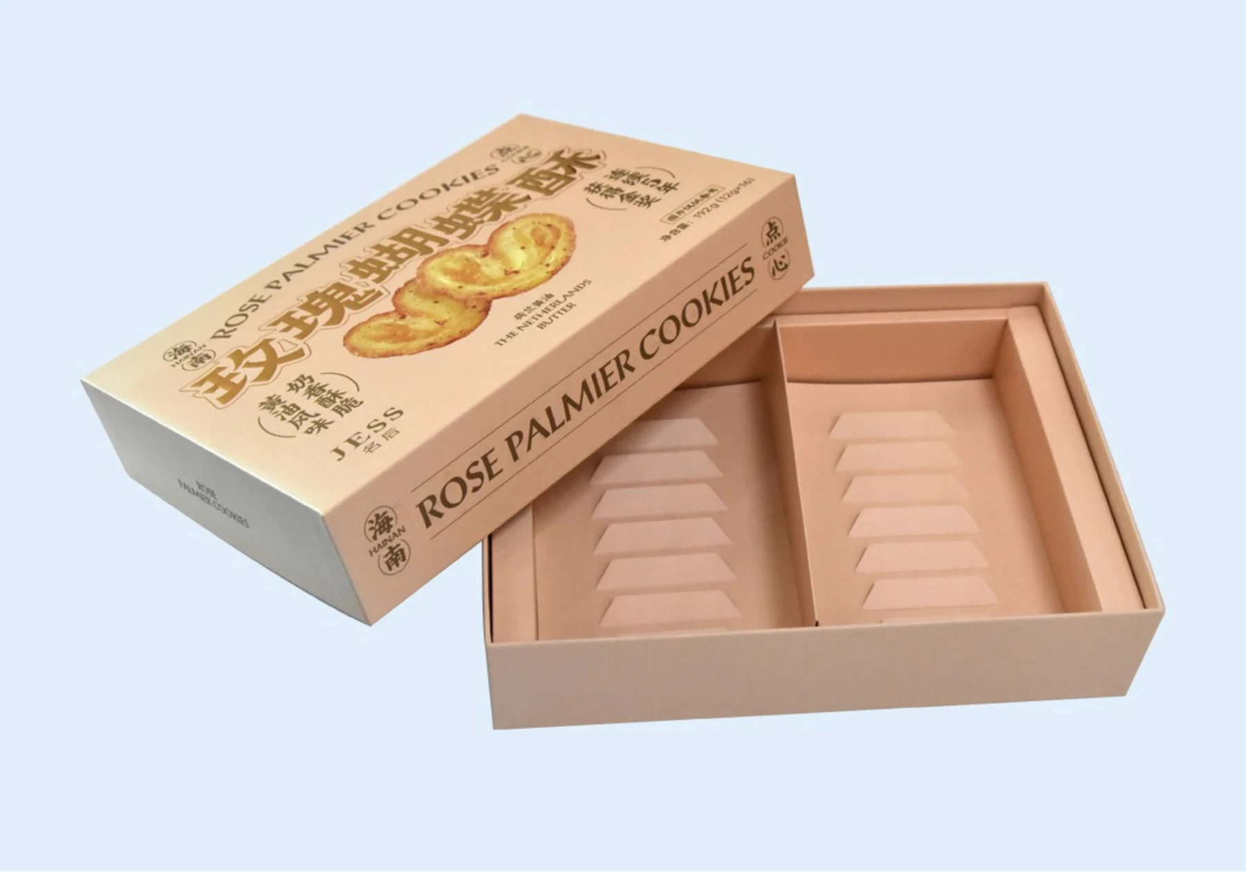 Caja impresa para galletas con inserto interior