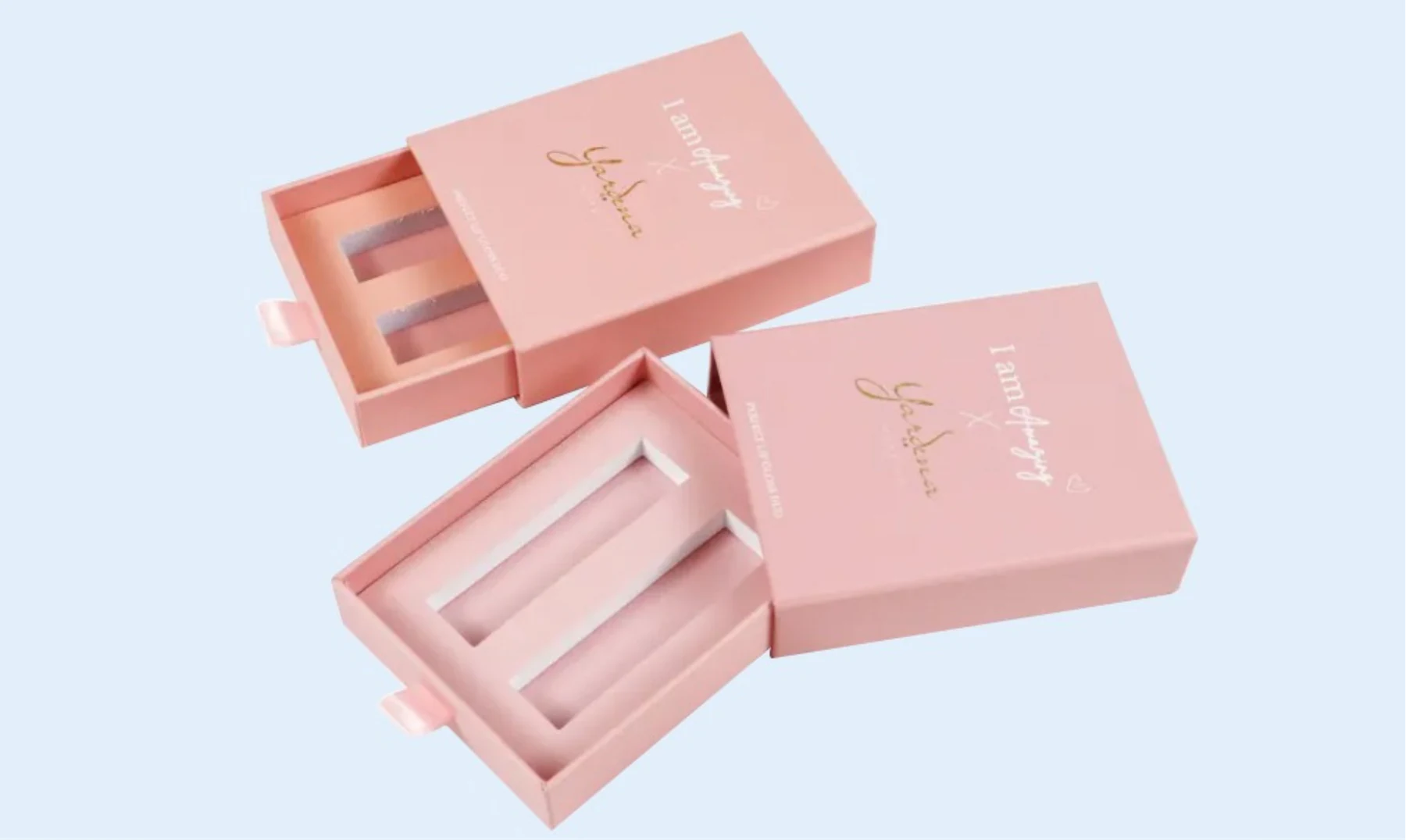 Cajas rígidas personalizadas de color rosa con apertura tipo cajón